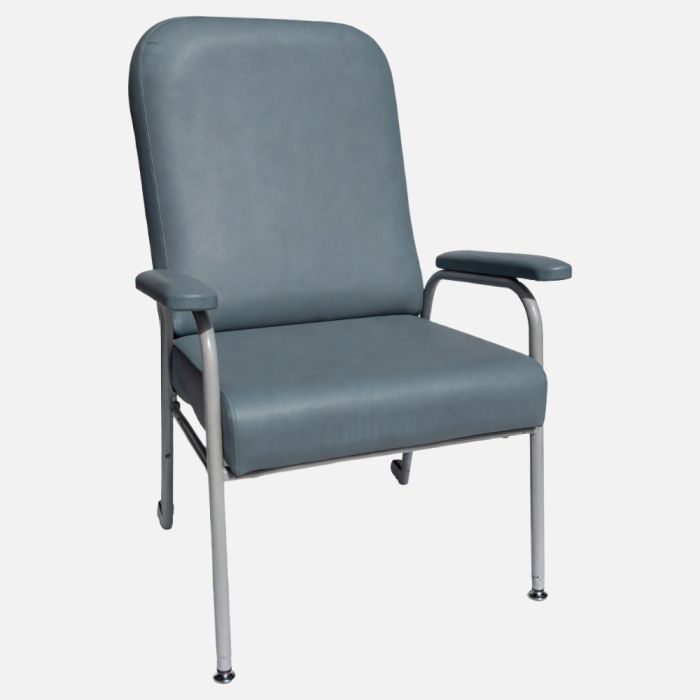 PCP CHAIR UTILITY HIGH BACK WITH REAR WHEELS -VINYL GREY