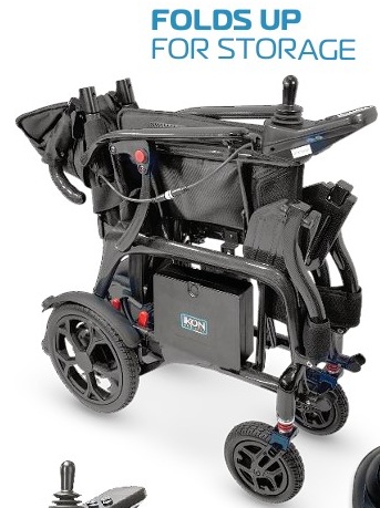 IKON Enduro Powerlite Electric Wheelchair Side Folding - Black - Image 3